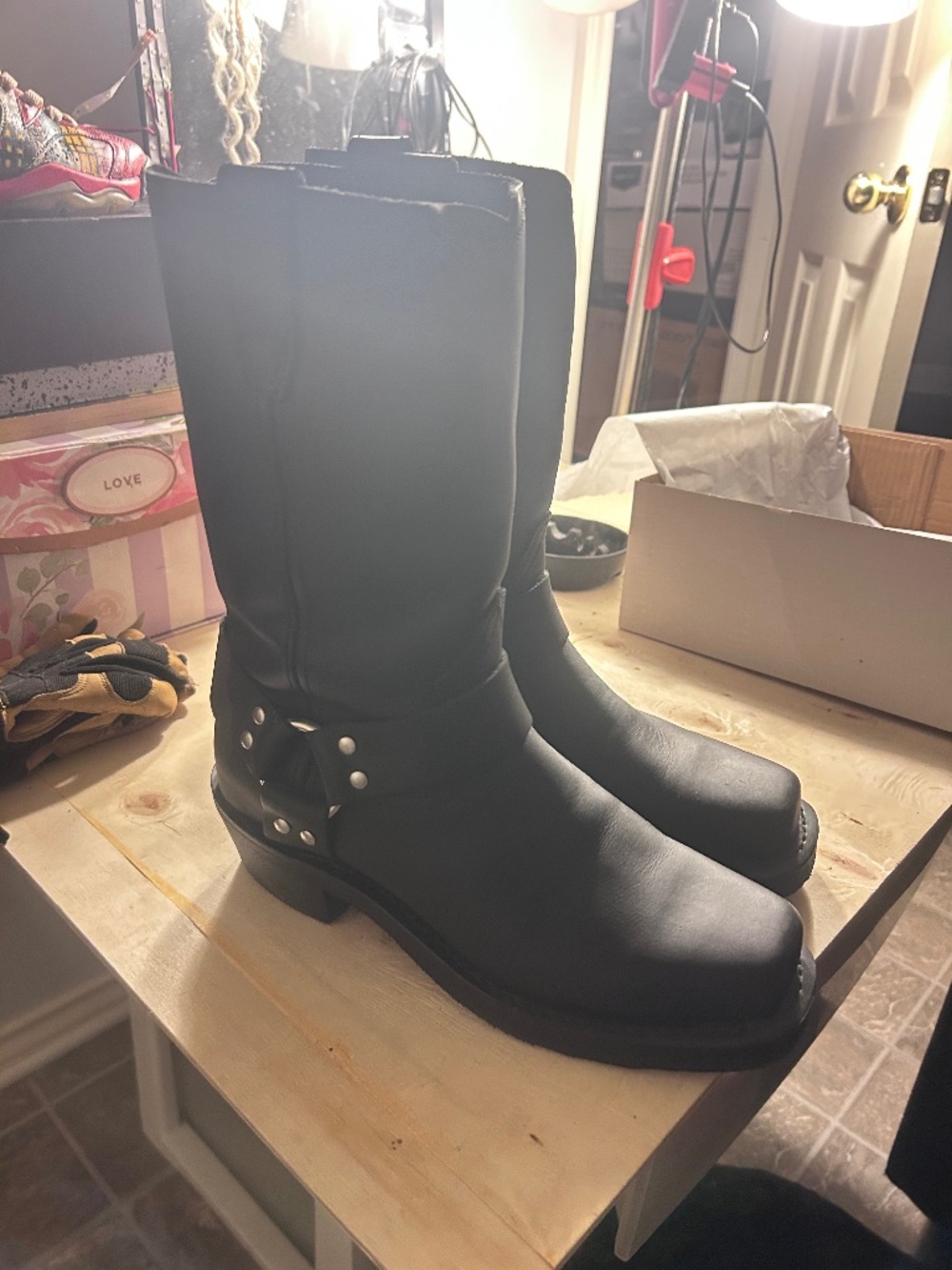 Dingo Men's Dean Leather Harness Motorcycle Boots - Size 8.5